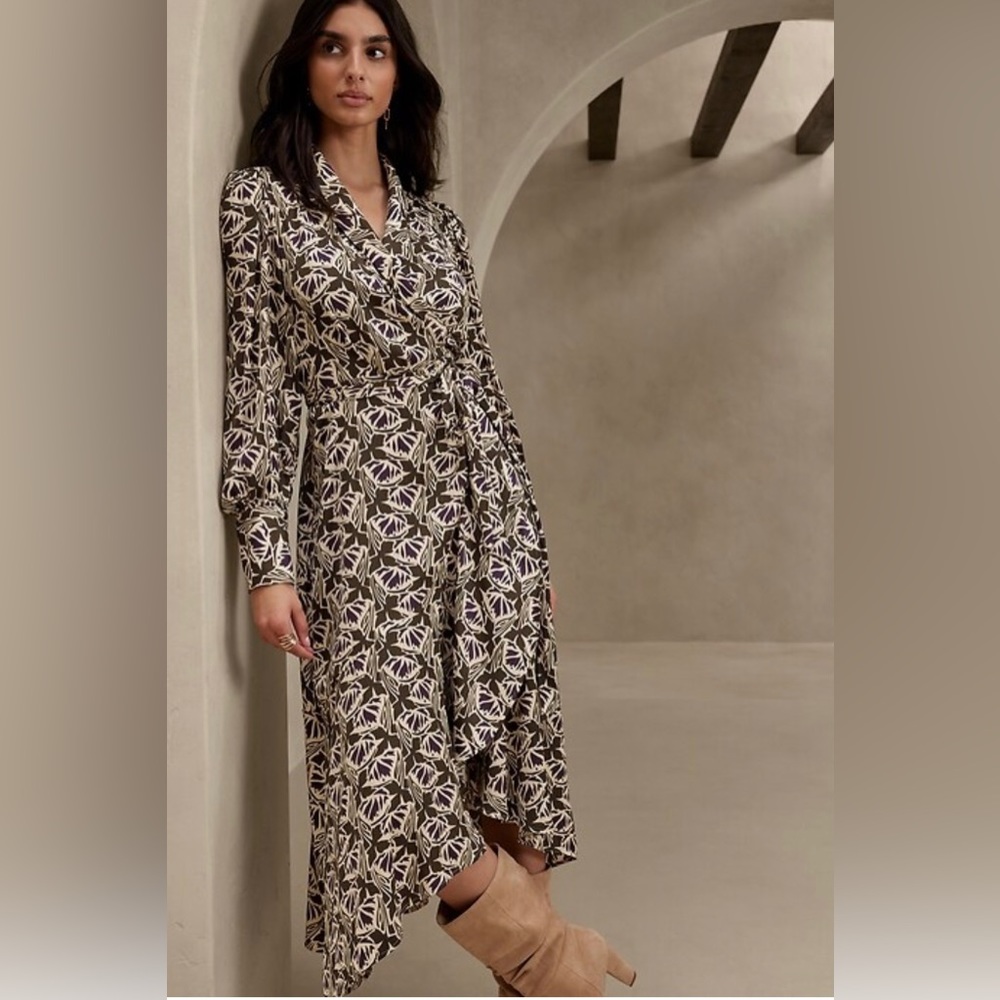 Banana Republic Factory Silky Wrap High Low Dress